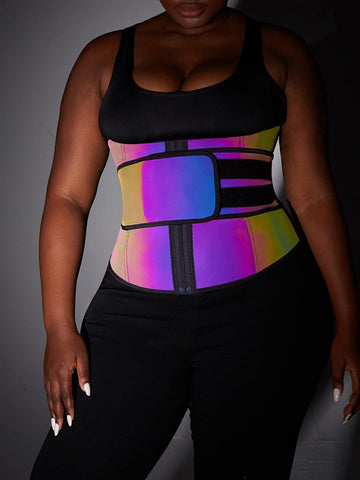 Rainbow Reflective Latex Waist Trainer Abdominal Slimmer Private Label Waist Trainer