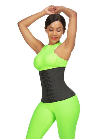 tummy-trimmer-black-29-steel-bones-latex-hooks-waist-trainer