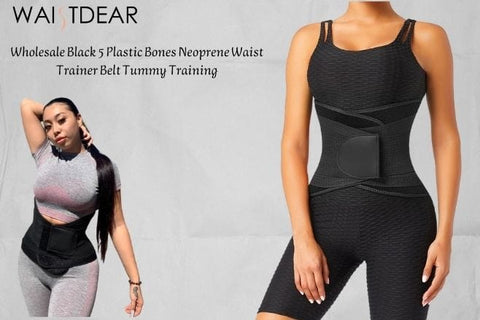 Wholesale Black 5 Plastic Bones Neoprene Waist Trainer Belt Tummy Training
