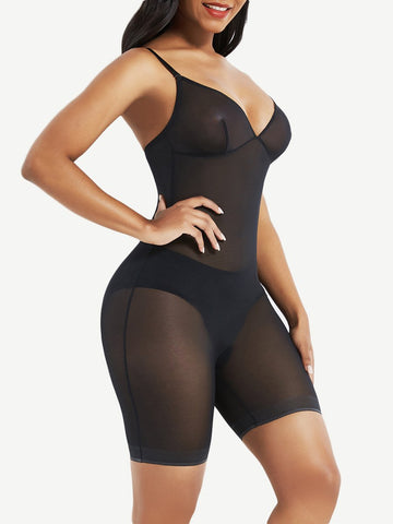 Wholesale Black Open Gusset See Through Full Body Shaper Slimming Stomach