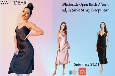Wholesale Open Back V Neck Adjustable Strap Sleepwear