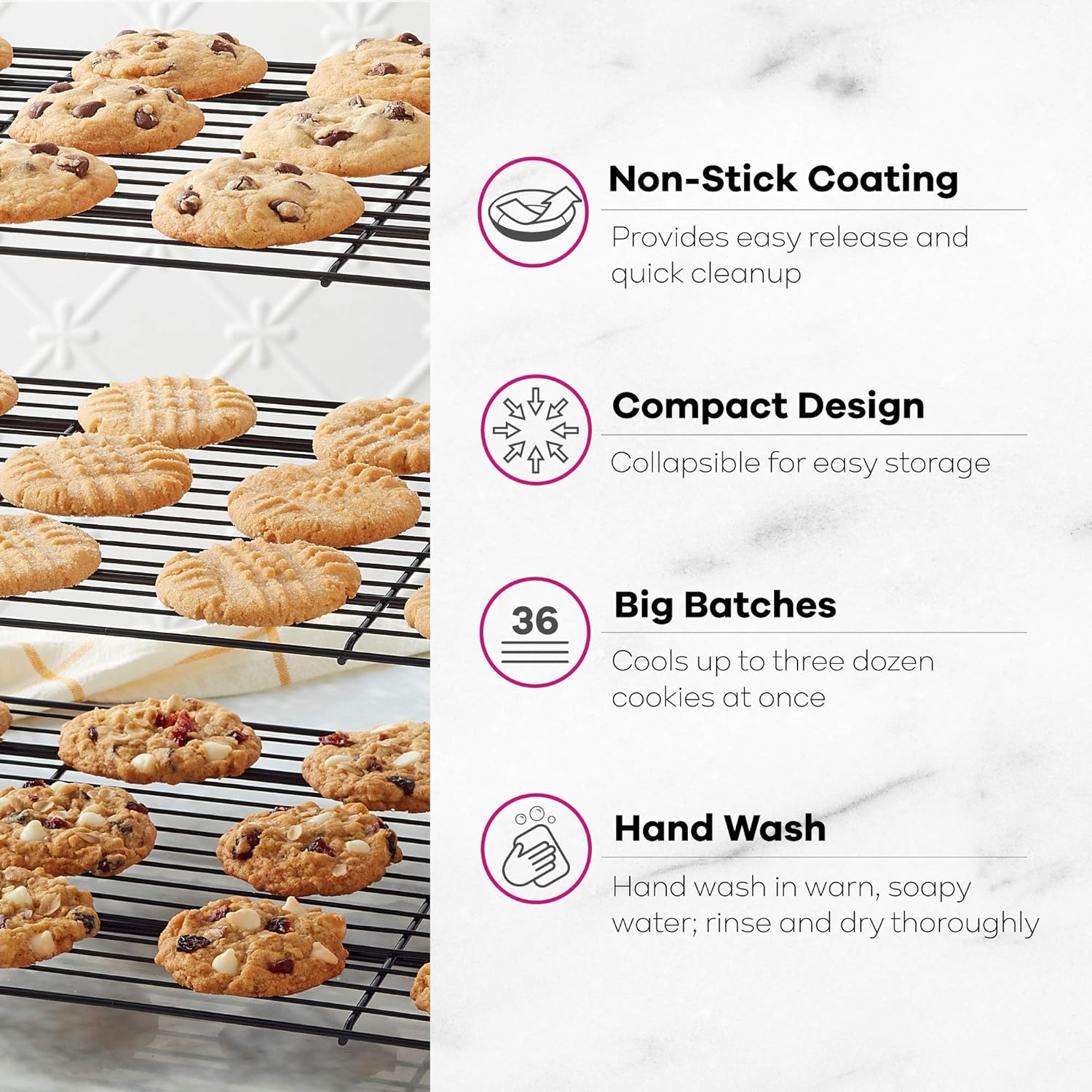 3-Tier Folding, Collapsible Cooling  Rack- Collapse for Easy Storage