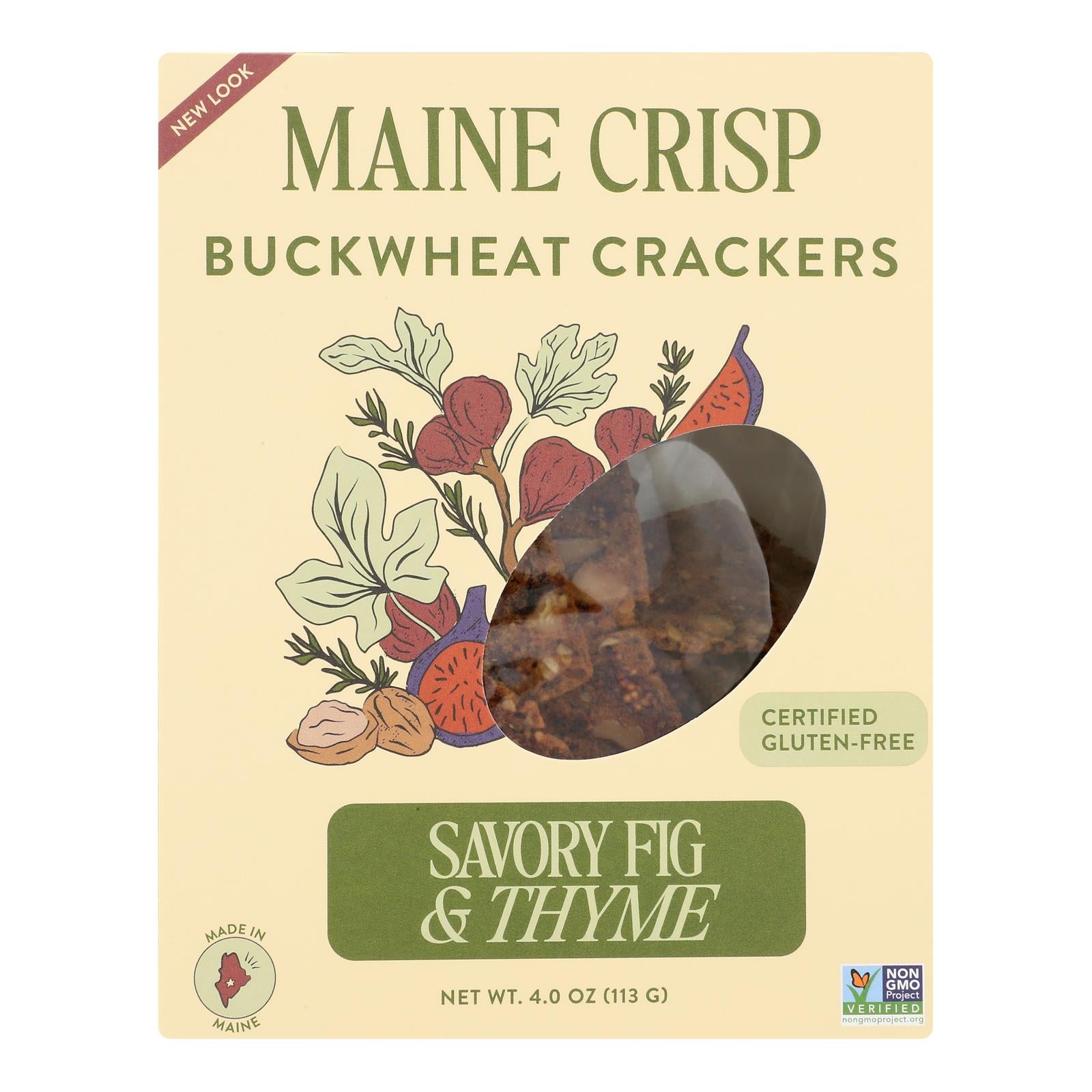 Maine Crisp Fig and Thyme Savory Crisps - Case of 10 - 4 Oz