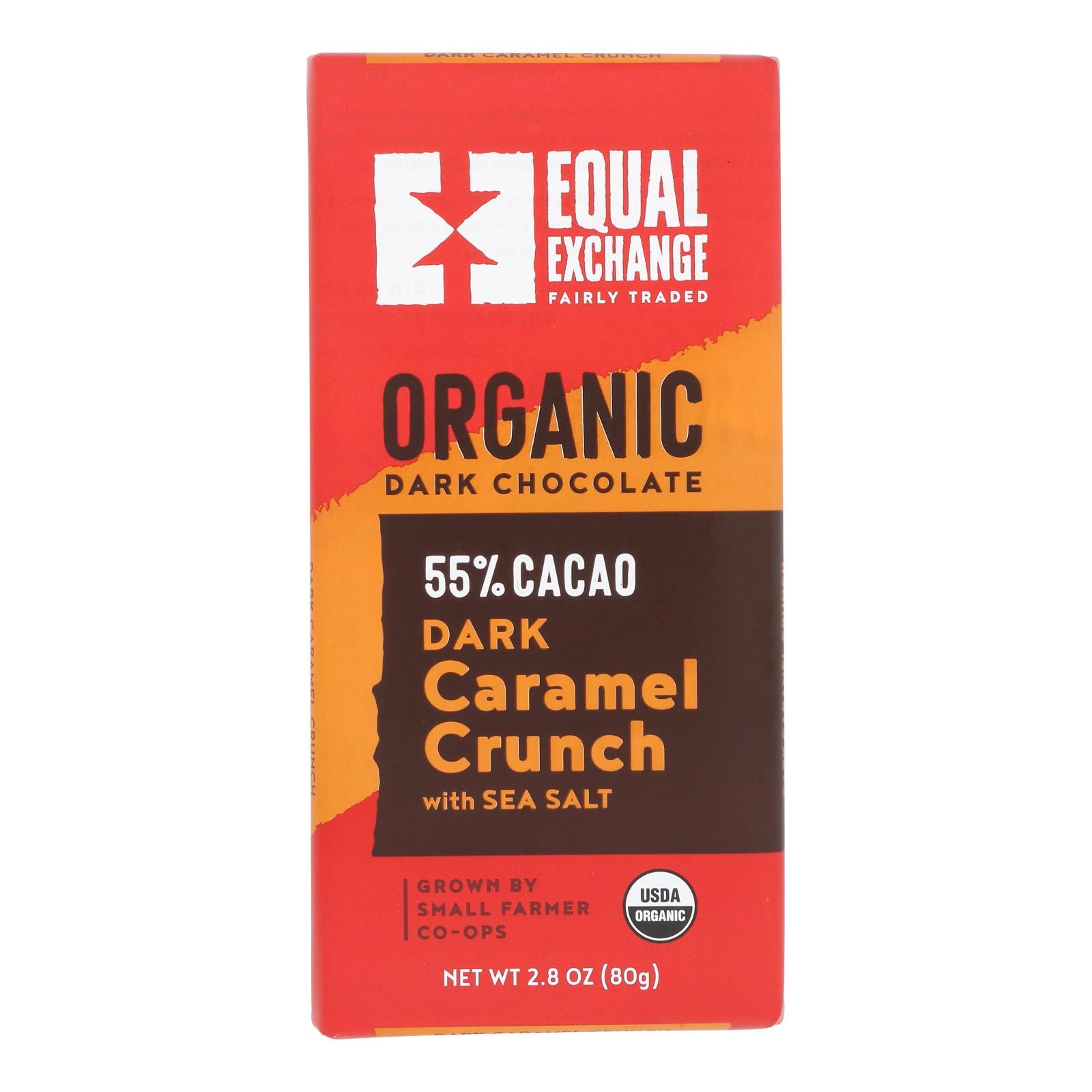 Equal Exchange Organic Milk Chocolate Bar with Caramel Crunch & Sea Salt, 12 Count