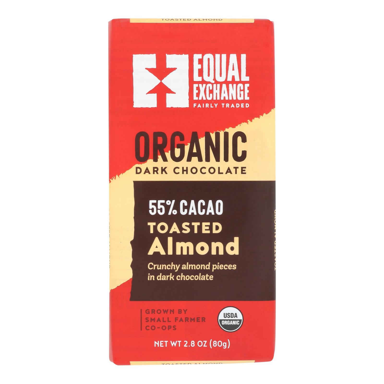 Organic Dark Chocolate Bar with Almonds - 2.8 Oz. by Equal Exchange - Case of 12