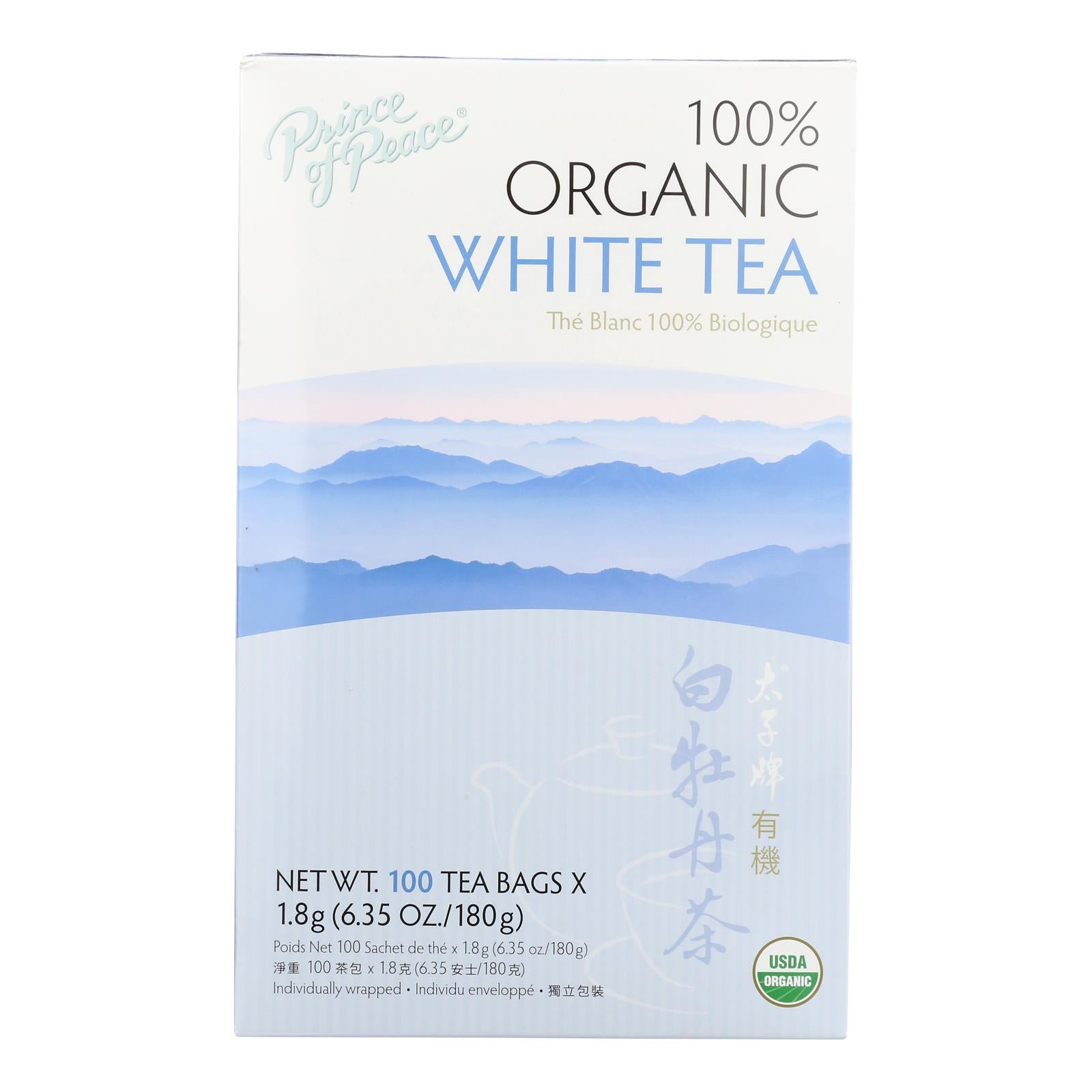 Prince Of Peace USDA Organic White Tea - 100 Count Bags