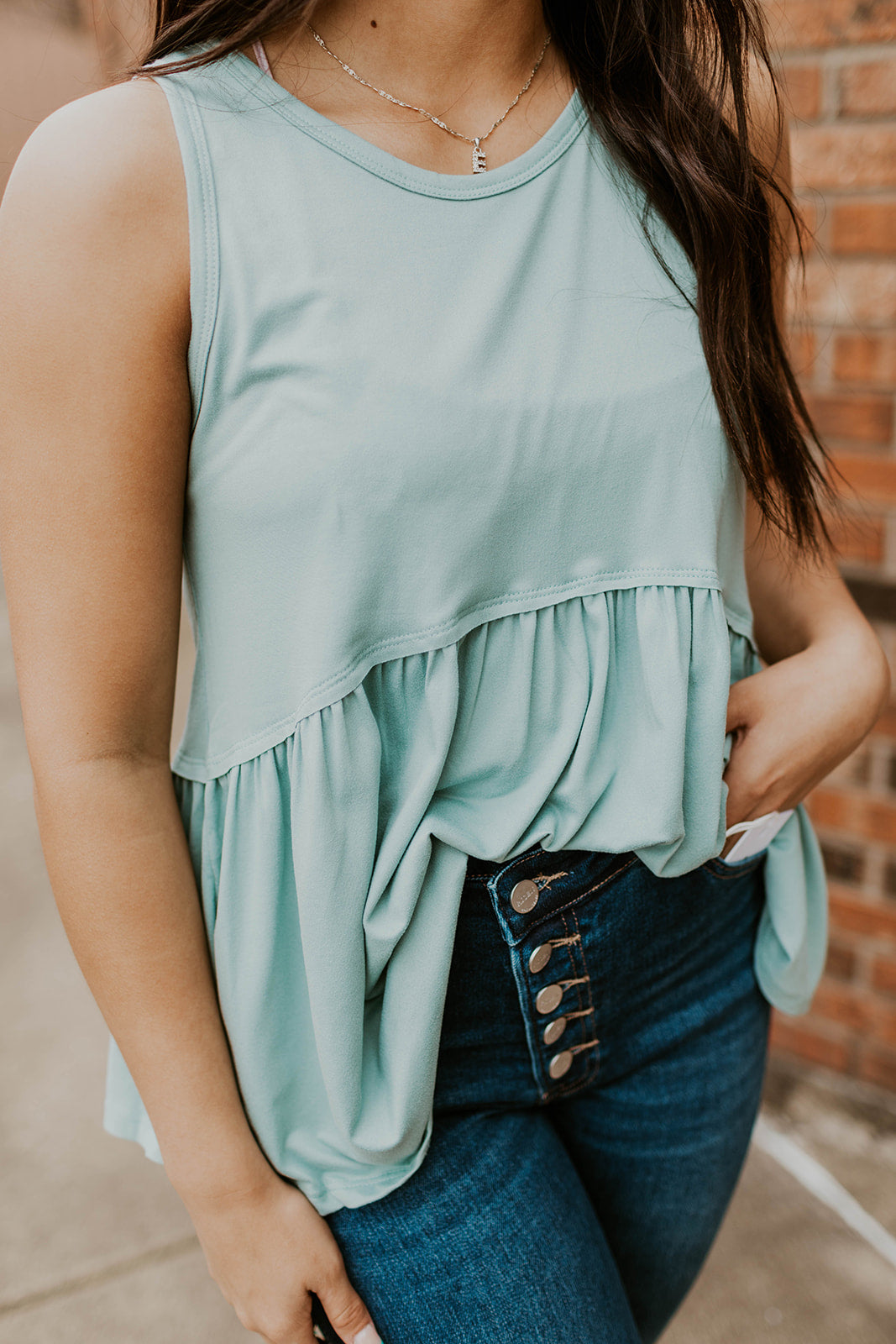 Bamboo Babydoll Tank- Mint