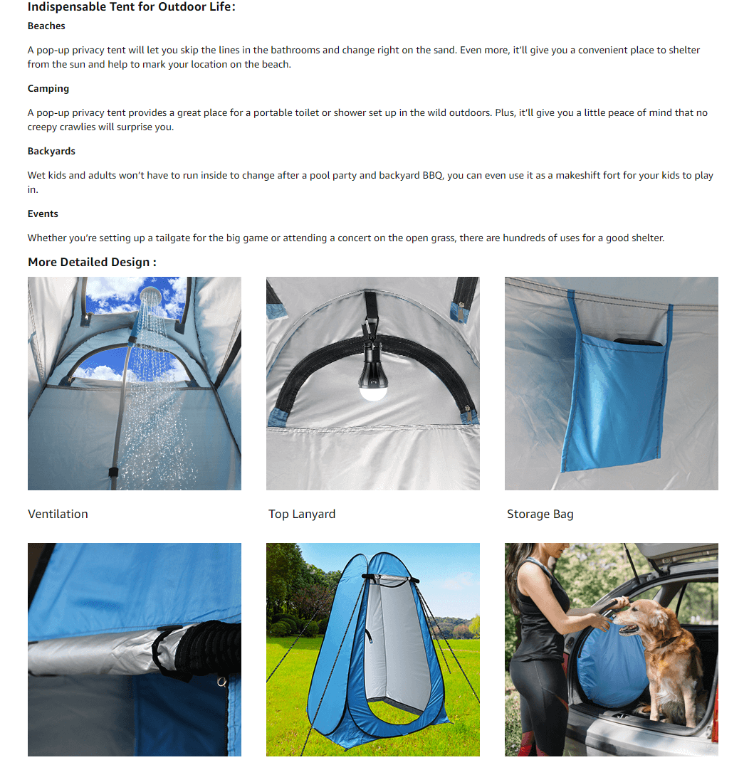 Pop Up Privacy Shower Tent