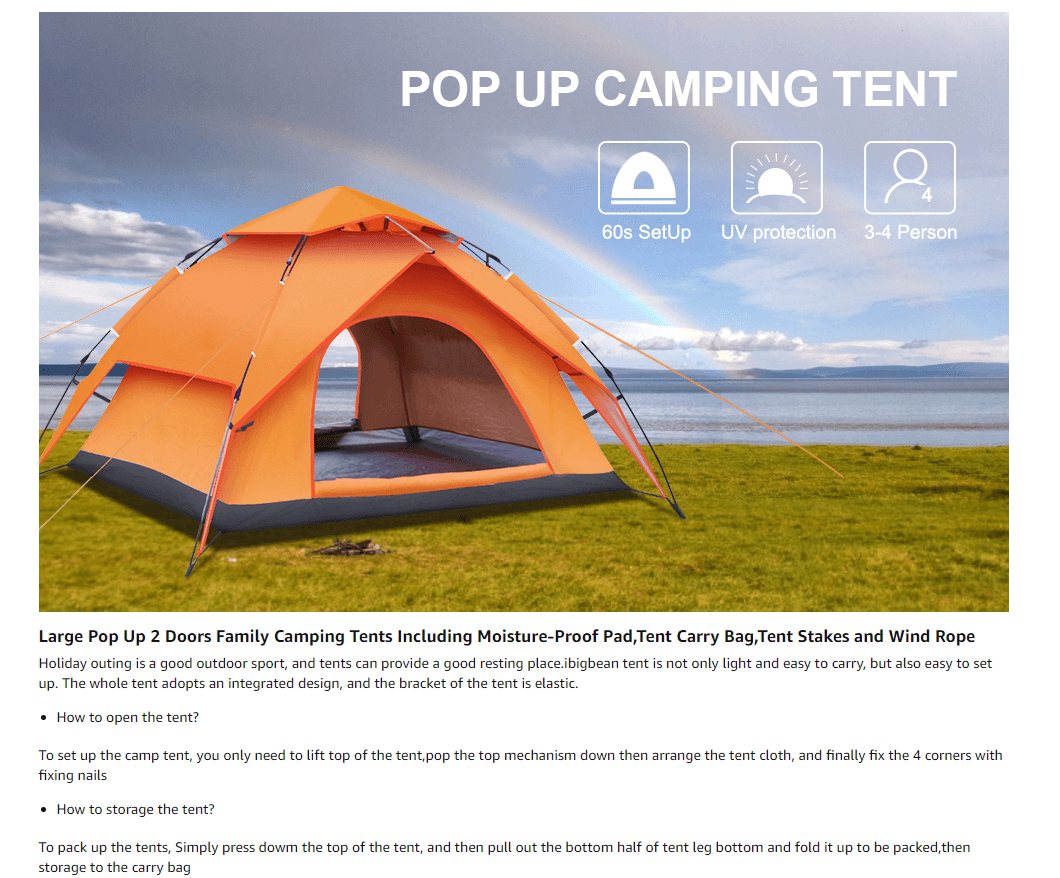 Pop Up Large Instant Family Tent