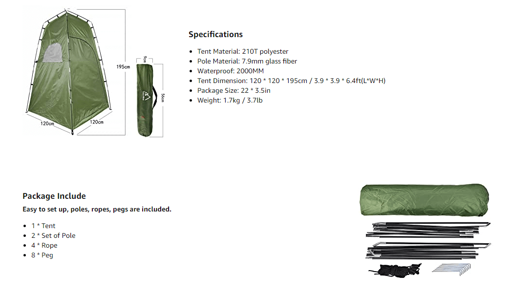 Quick Set Up Privacy Tent
