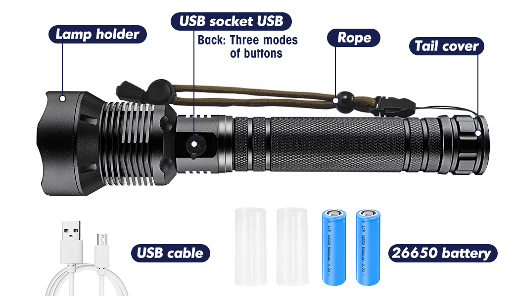 90000 Lumens LED Tactical Flashlight