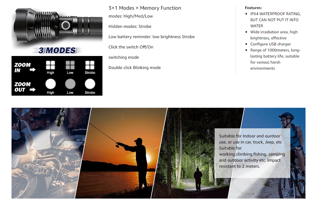 90000 Lumens LED Tactical Flashlight