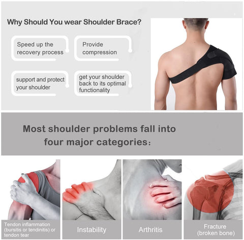 Shoulder Brace Sleeve Shoulder Cuff with Pressure Pad Adjustable Breathable Neoprene Shoulder Support Brace