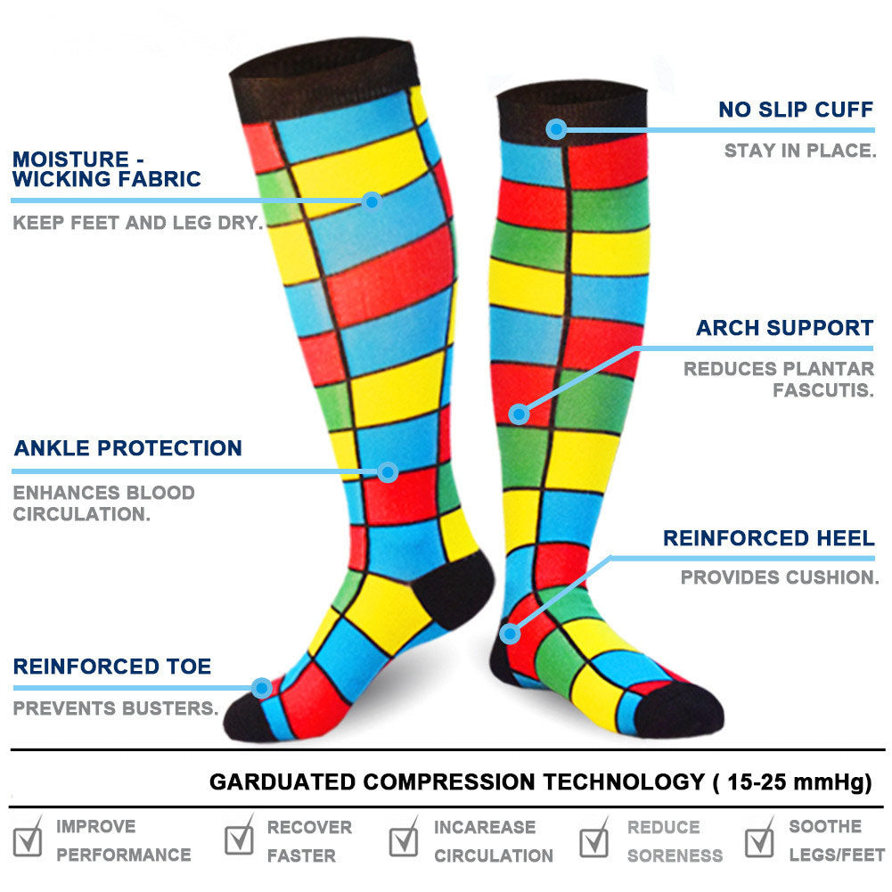 1 Pairs Compression Socks for Women & Men Circulation 20-30 mmHg Support for Medical, Running, Cycling, Hiking, Flight Travel