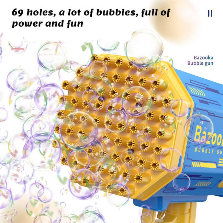 Bubble Gun 69 Holes With Lights Rainbow Rocket Machine Toy Automatic Gatling Bubble Machine Gift Outdoor Party