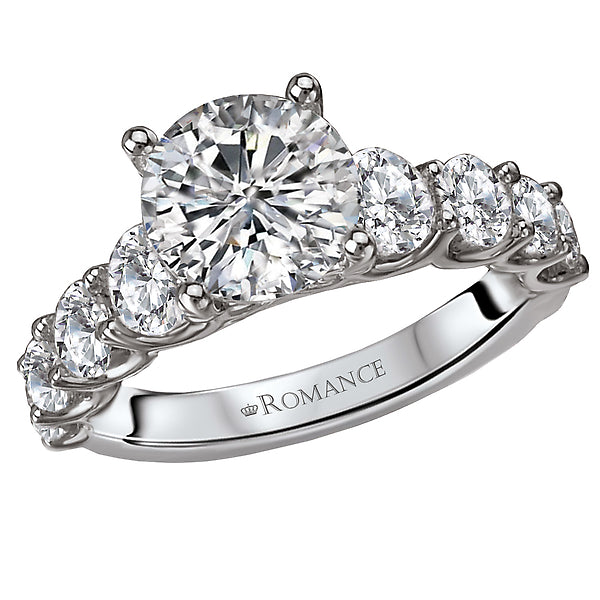 14K White Gold Classic Semi-Mount Romance Collection Wedding Ring.