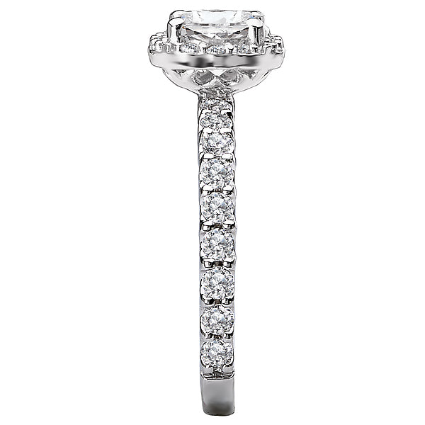 14K White Gold Halo Semi-Mount Romance Collection Wedding Ring.