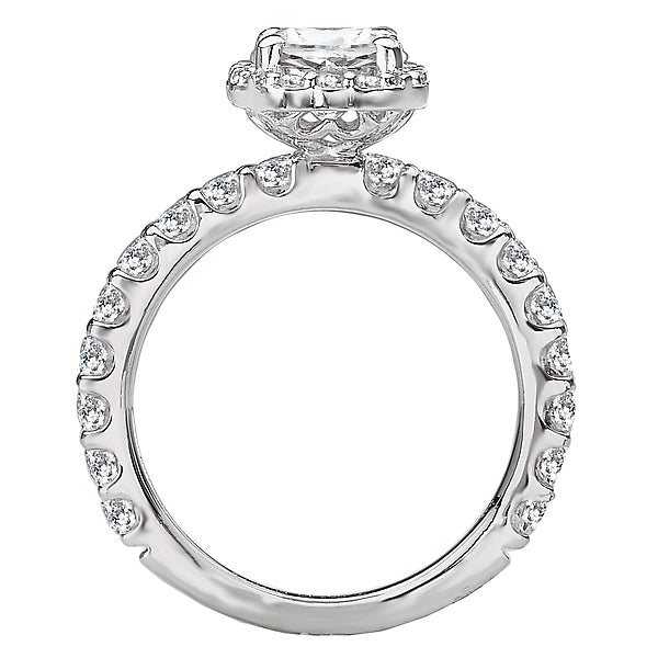 14K White Gold Halo Semi-Mount Romance Collection Wedding Ring.