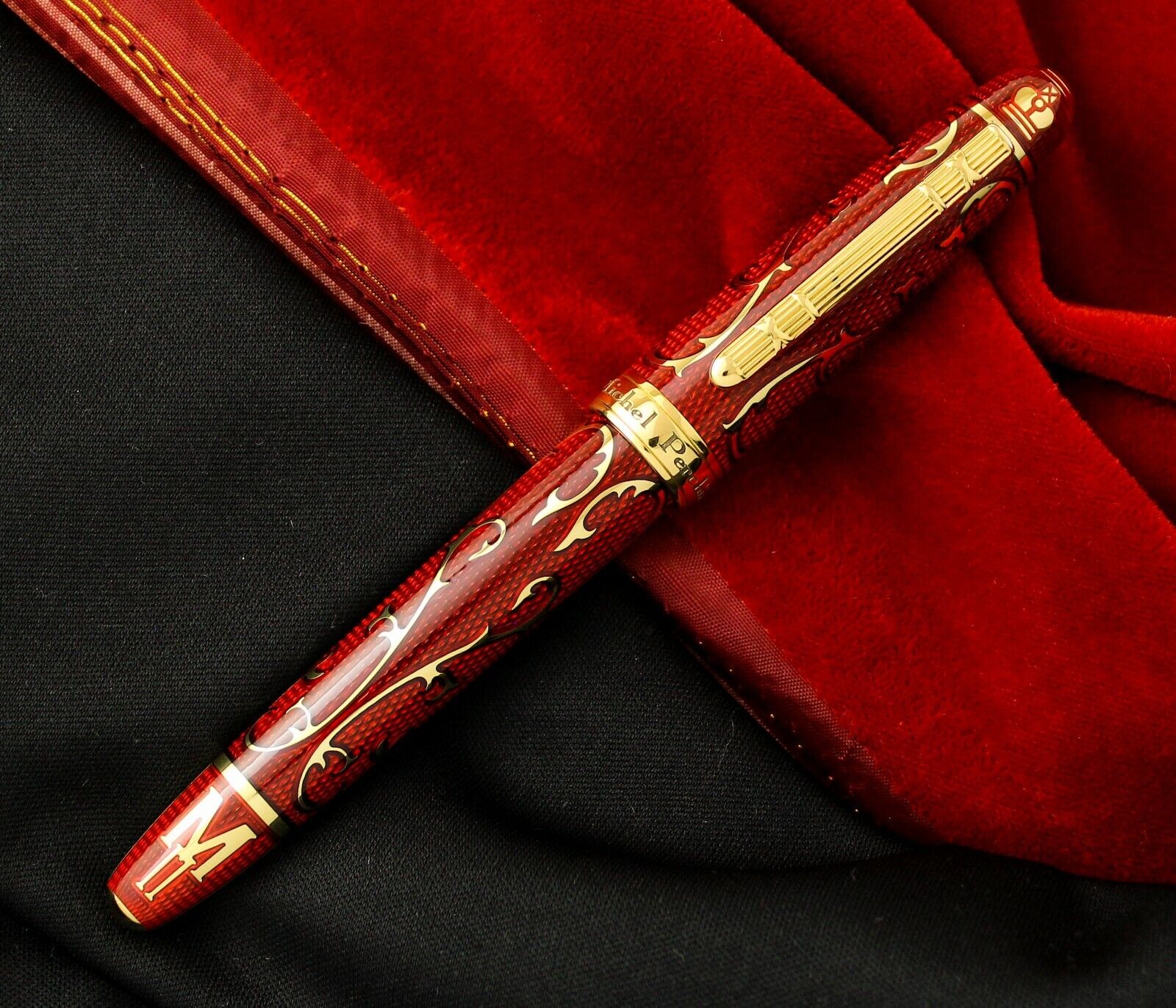 Michel Perchin Ruby Red Vermeil Monogram Limited Edition Fountain Pen