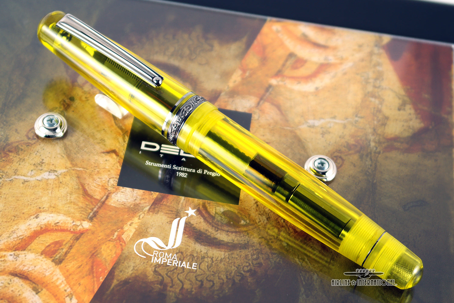 Delta Roma Imperiale LE Yellow Demonstrator Fountain Pen - Super Oversized!