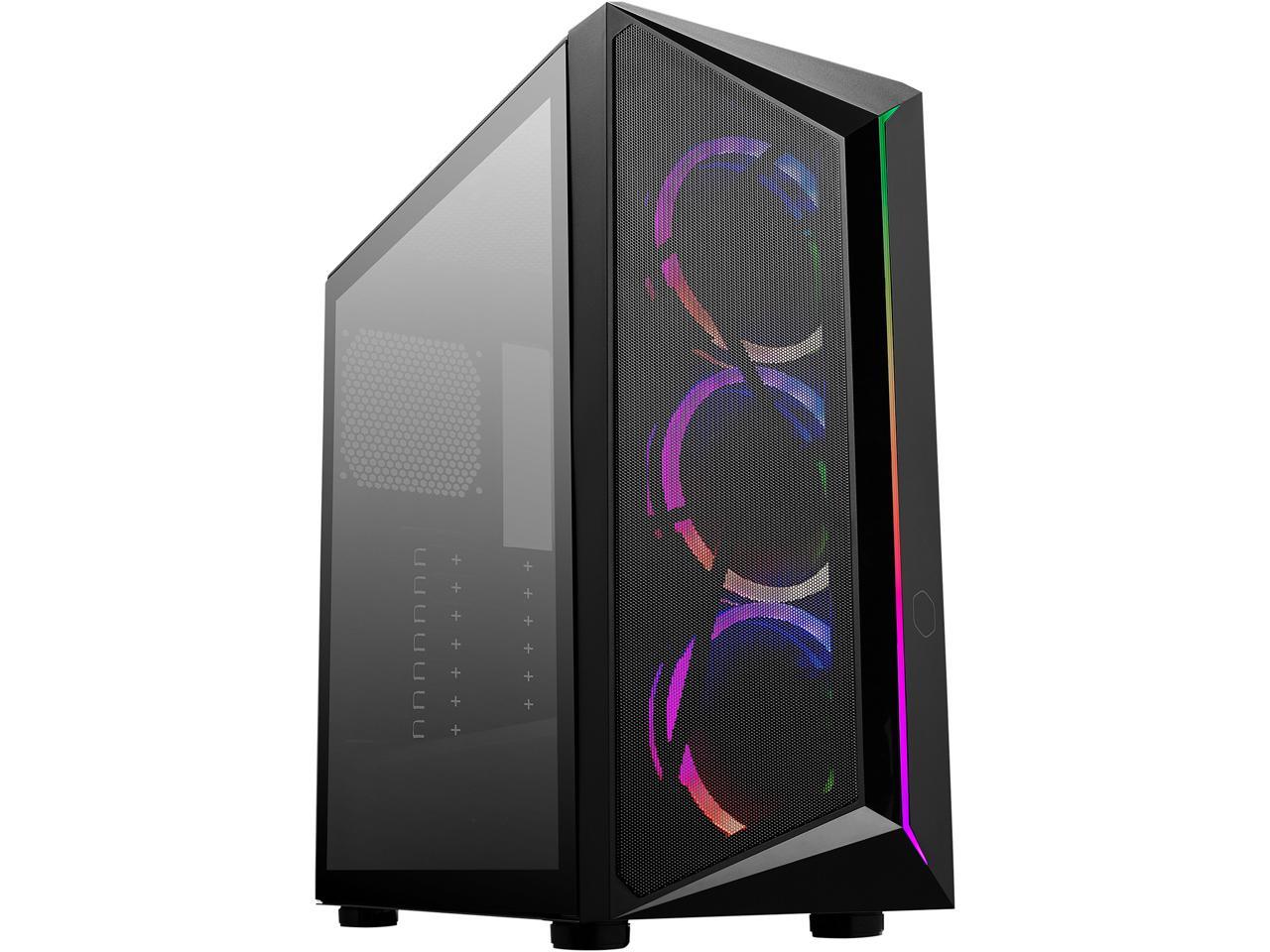 Cooler Master CMP 510 ATX Mid-Tower with Mesh Intakes, ARGB Edge Strip, Tempered Glass Side Panel, Triple 120mm ARGB Lighting Fans