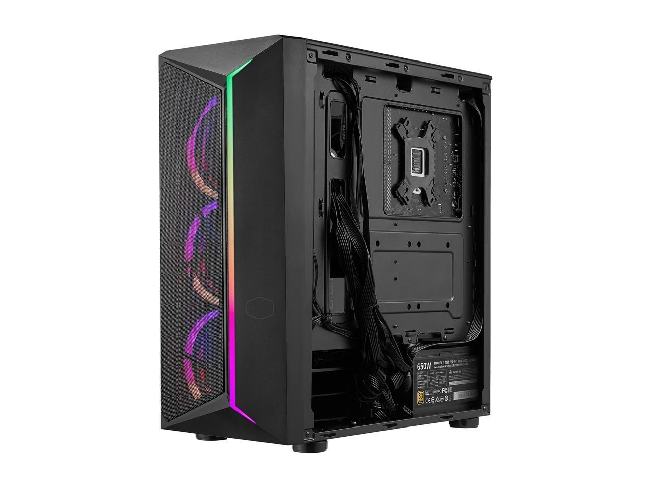 Cooler Master CMP 510 ATX Mid-Tower with Mesh Intakes, ARGB Edge Strip, Tempered Glass Side Panel, Triple 120mm ARGB Lighting Fans