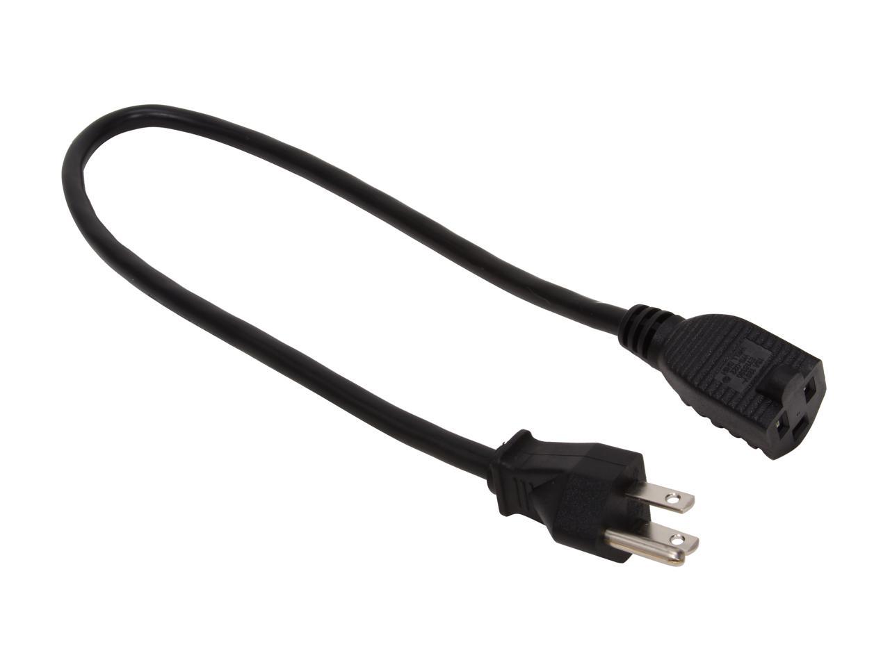 C2G 29929 16 AWG Outlet Saver Power Extension Cord (NEMA 5-15P to NEMA 5-15R) TAA Compliant, Black (2 Feet, 0.60 Meters)