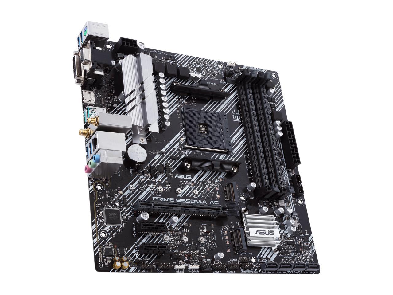 ASUS PRIME B550M-A AC AM4 AMD B550 SATA 6Gb/s USB 3.0 HDMI Micro ATX AMD Motherboard