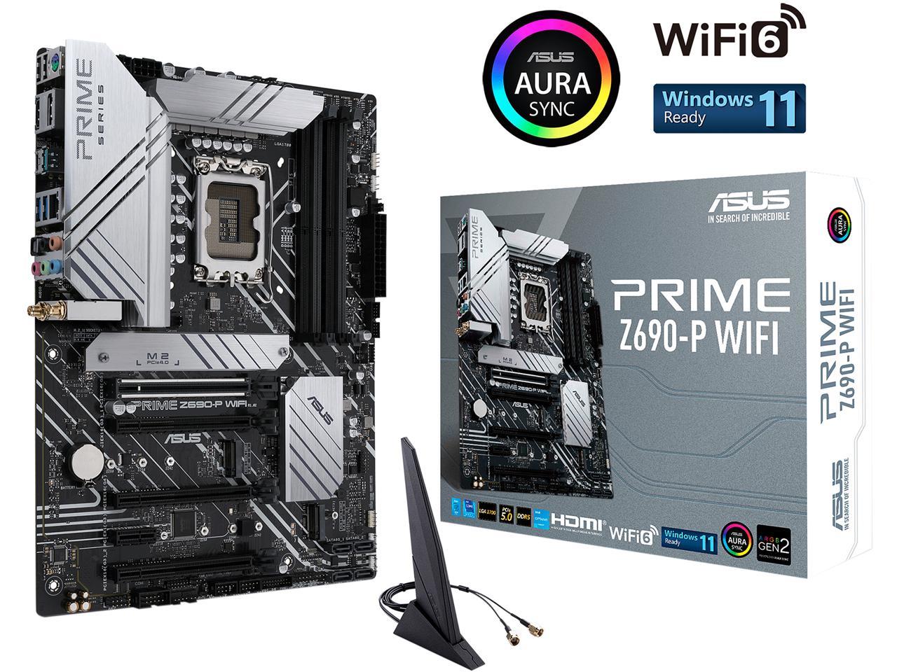 ASUS Prime Z690-P WiFi LGA 1700(Intel? 12th&13th Gen) ATX motherboard (PCIe 5.0,DDR5,14+1 Power Stages,3x M.2,WiFi 6,Bluetooth v5.2,2.5Gb LAN,front panel USB 3.2 Gen 1 Type-C?,Thunderbolt? 4 support, Arua Sync)
