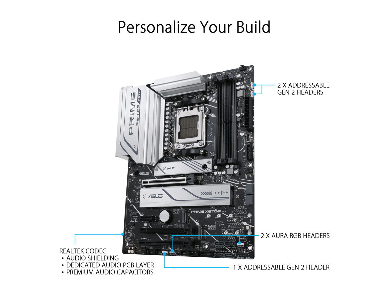 ASUS Prime X670-P Socket AM5 (LGA 1718) Ryzen 7000 ATX Motherboard (DDR5, 3xM.2 Slots, USB 3.2 Gen 2x2 Type-C, USB4 Header, and 2.5Gb Ethernet)