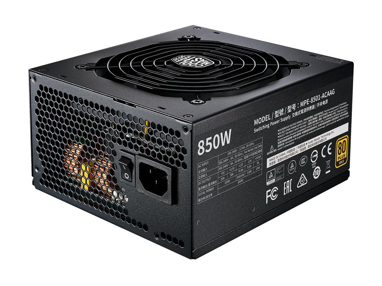Cooler Master MWE Gold 850 V2 Fully Modular, 850W, 80+ Gold Efficiency, Quiet HDB Fan, 2 EPS Connectors, High Temperature Resilience, 5 Year Warranty
