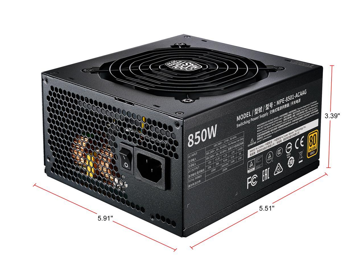 Cooler Master MWE Gold 850 V2 Fully Modular, 850W, 80+ Gold Efficiency, Quiet HDB Fan, 2 EPS Connectors, High Temperature Resilience, 5 Year Warranty