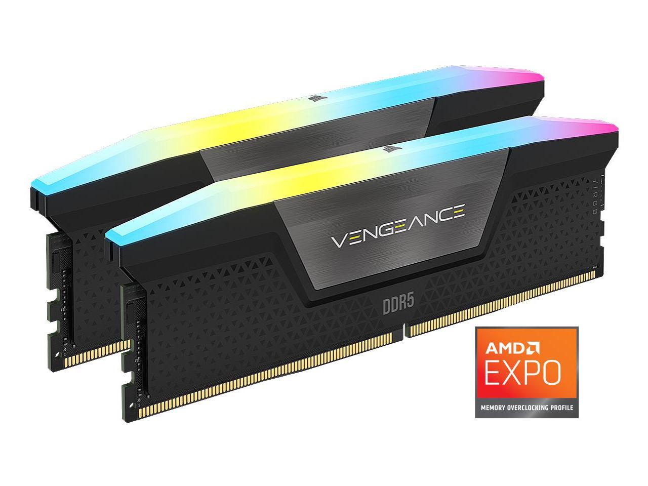 CORSAIR Vengeance RGB 64GB (2 x 32GB) 288-Pin PC RAM DDR5 6000 (PC5 48000) Desktop Memory Model CMH64GX5M2B6000Z30 **Open Box **