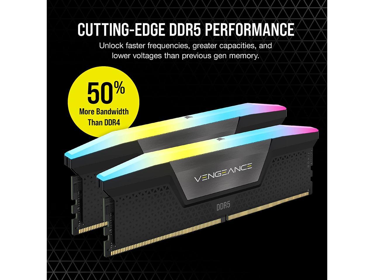 CORSAIR Vengeance RGB 64GB (2 x 32GB) 288-Pin PC RAM DDR5 6000 (PC5 48000) Desktop Memory Model CMH64GX5M2B6000Z30 **Open Box **