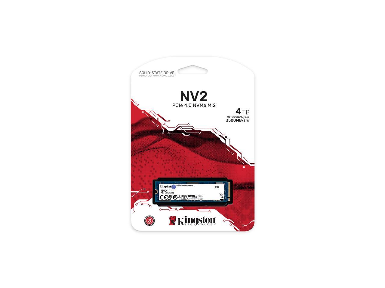 Kingston NV2 4TB M.2 2280 NVMe PCIe Internal SSD Up to 3500 MB/s SNV2S/4000G