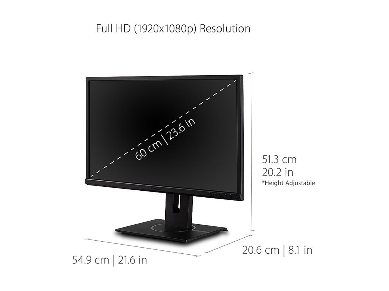 ViewSonic VG2440 24 Inch IPS 1080p Ergonomic Monitor with Integrate vDisplyManager HDMI DisplayPort VGA USB Inputs for Home and Office