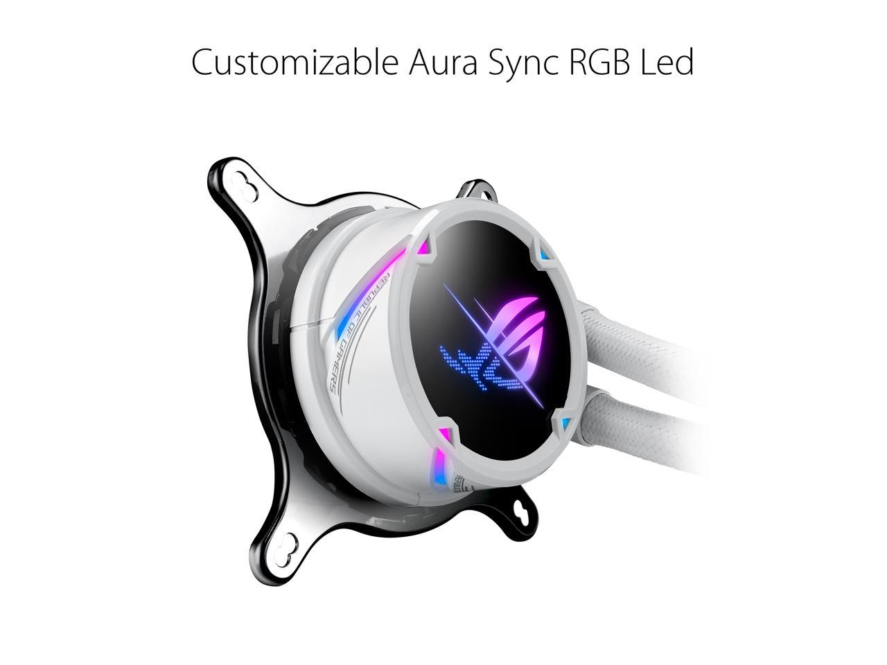 ASUS ROG Strix LC II 360 ARGB White Edition All-in-one AIO Liquid CPU Cooler 360mm Radiator, Intel LGA1700, 115x/2066 and AMD AM4/TR4 Support, Triple 120mm 4-pin PWM Addressable RGB Radiator Fans