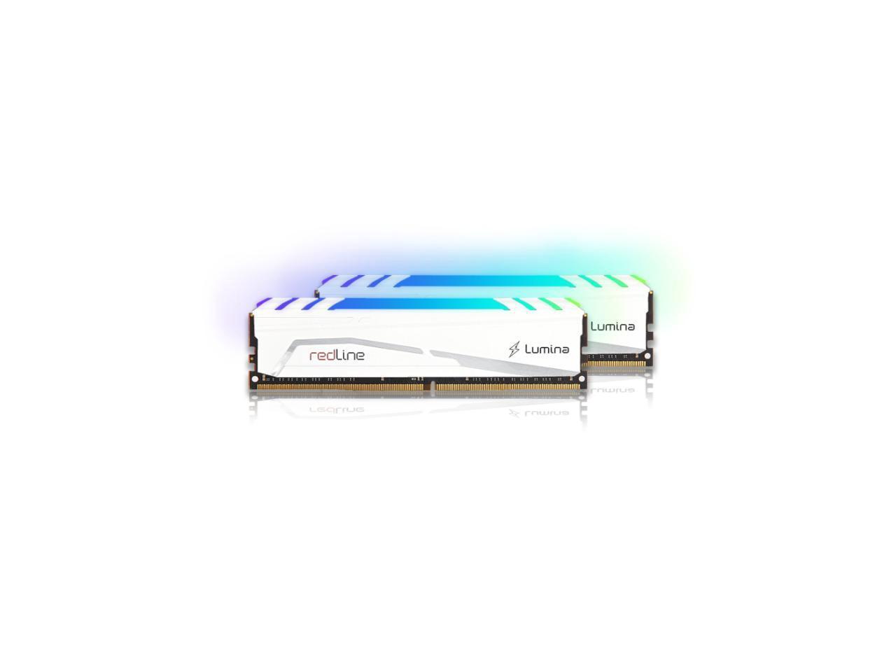 Mushkin - 64GB 2X32GB DDR4-3200 UDIMM PC4-25600 -3200MHz- 16-18-18-38 Redline Lumina White Model MLB4C320GJJM32GX2