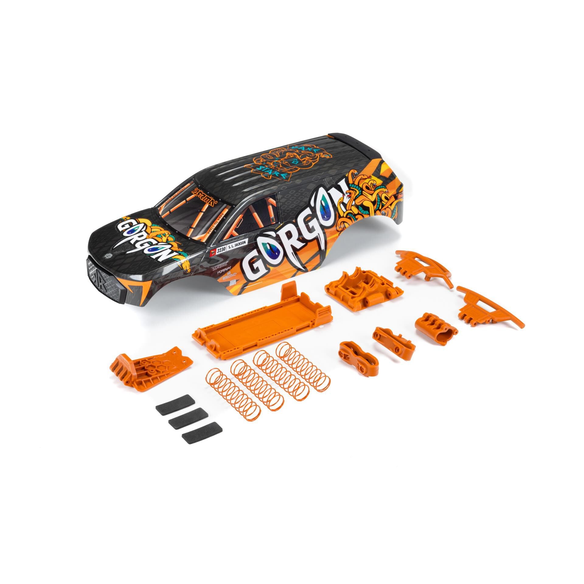 ARRMA ARA402357 GORGON Painted Decaled Trimmed Body Set, Orange