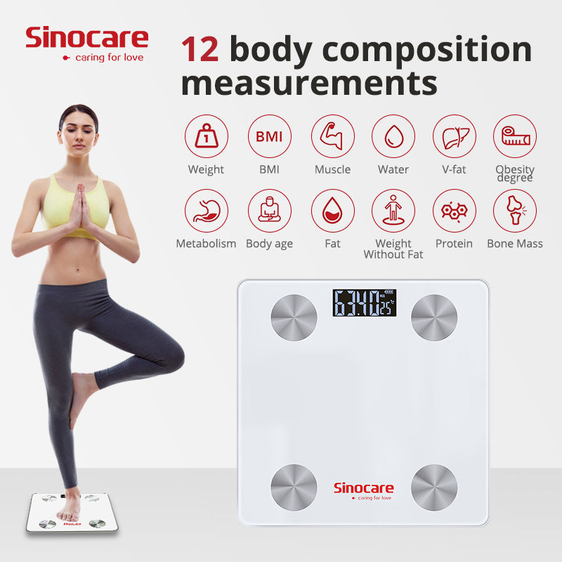 Sinocare digital scale have 12 body composition measurements