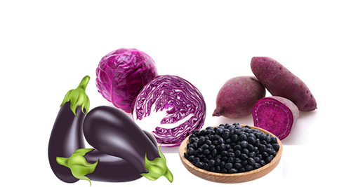 Purple and black-colored food