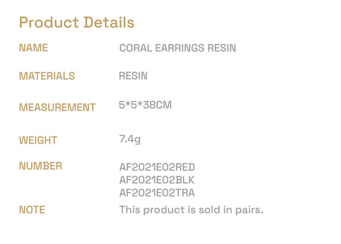 AQUINKA 22AW / CORAL EARRINGS (RESIN)