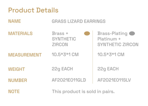 HUNTER 23SS / GRASS LIZARD EARRINGS