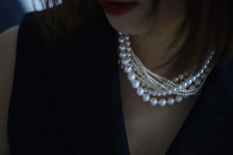 Multi strand white pearl necklace
