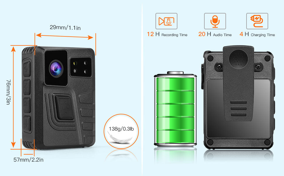 BOBLOV M852 Body Camera gps 8 HOURS Recording.2
