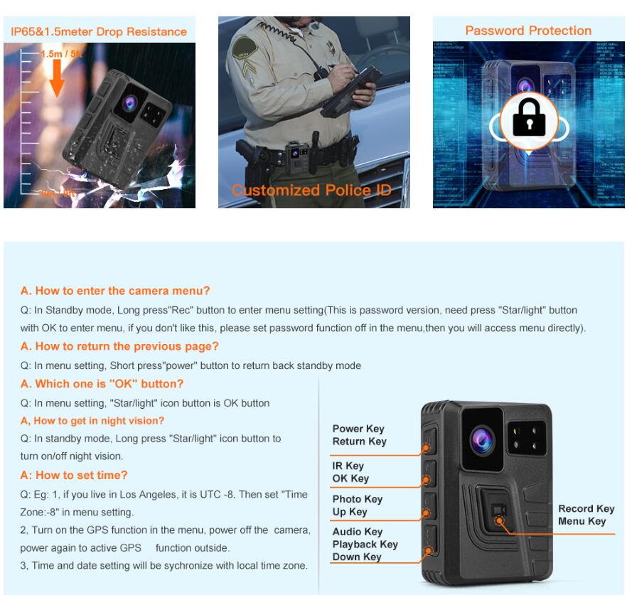 BOBLOV M852 Body Worn Camera gps for security officer.4