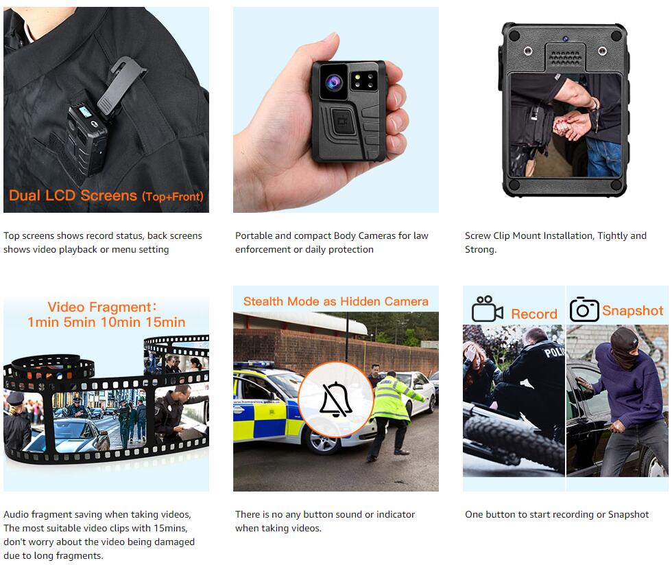 BOBLOV M852 HD 1296P Wearable Camera gps law enforcement.3