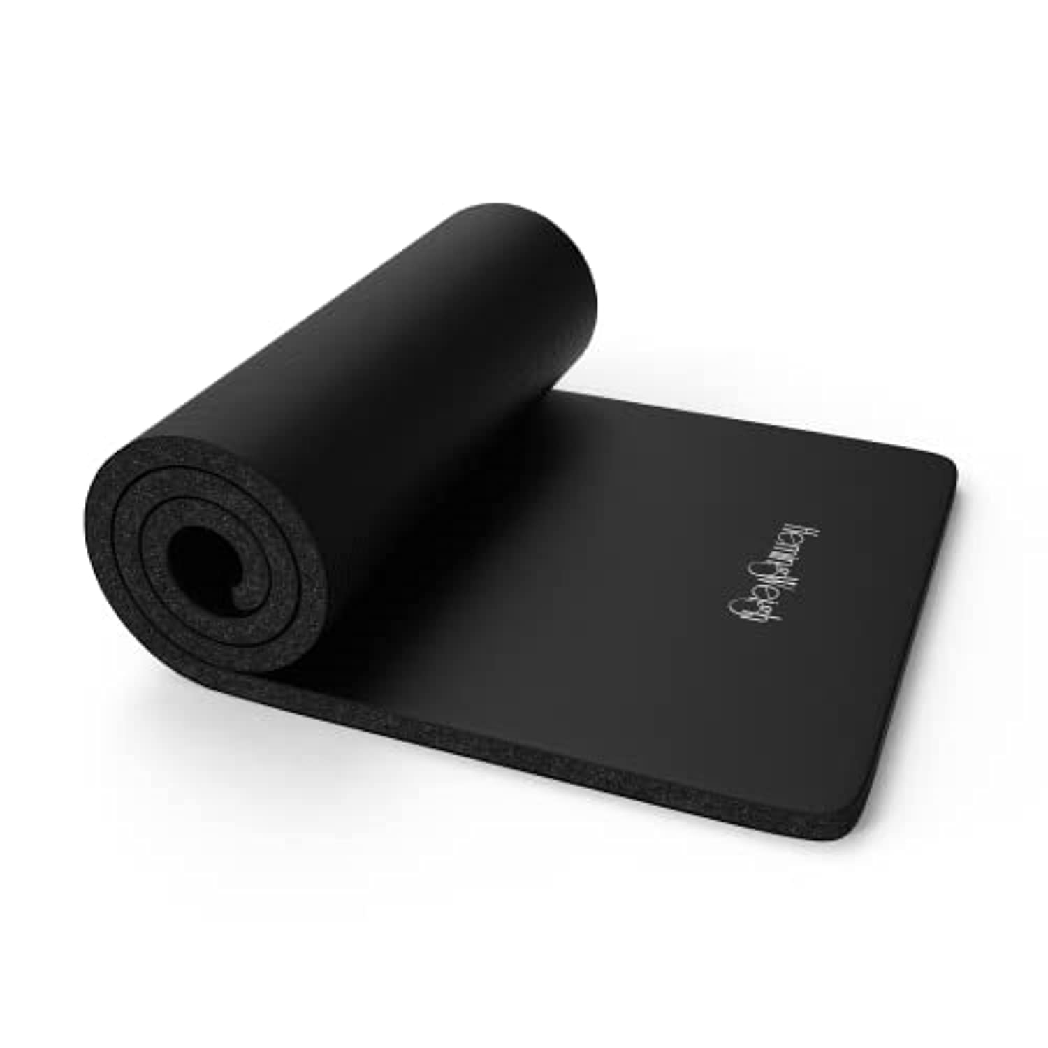HemingWeigh 1 inch Thick Yoga Mat, Extra Thick, Non Slip Exercise Mat for Indoor and Outdoor Use, Black