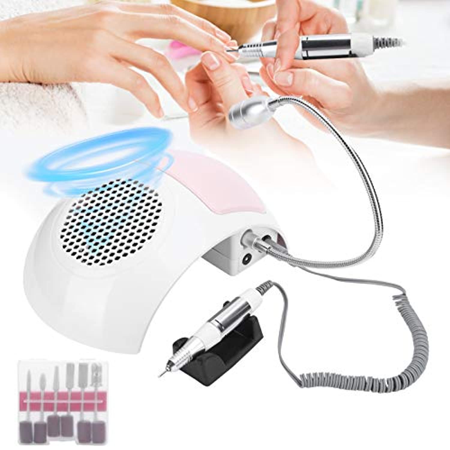 Nail Dust Collector, 80W 3 in 1 Nail Drill, Nail Polishing Machine Manicure Tool 25,000 Rpm LED Lamp for Nail Salon Home Use(U.S. regulations)