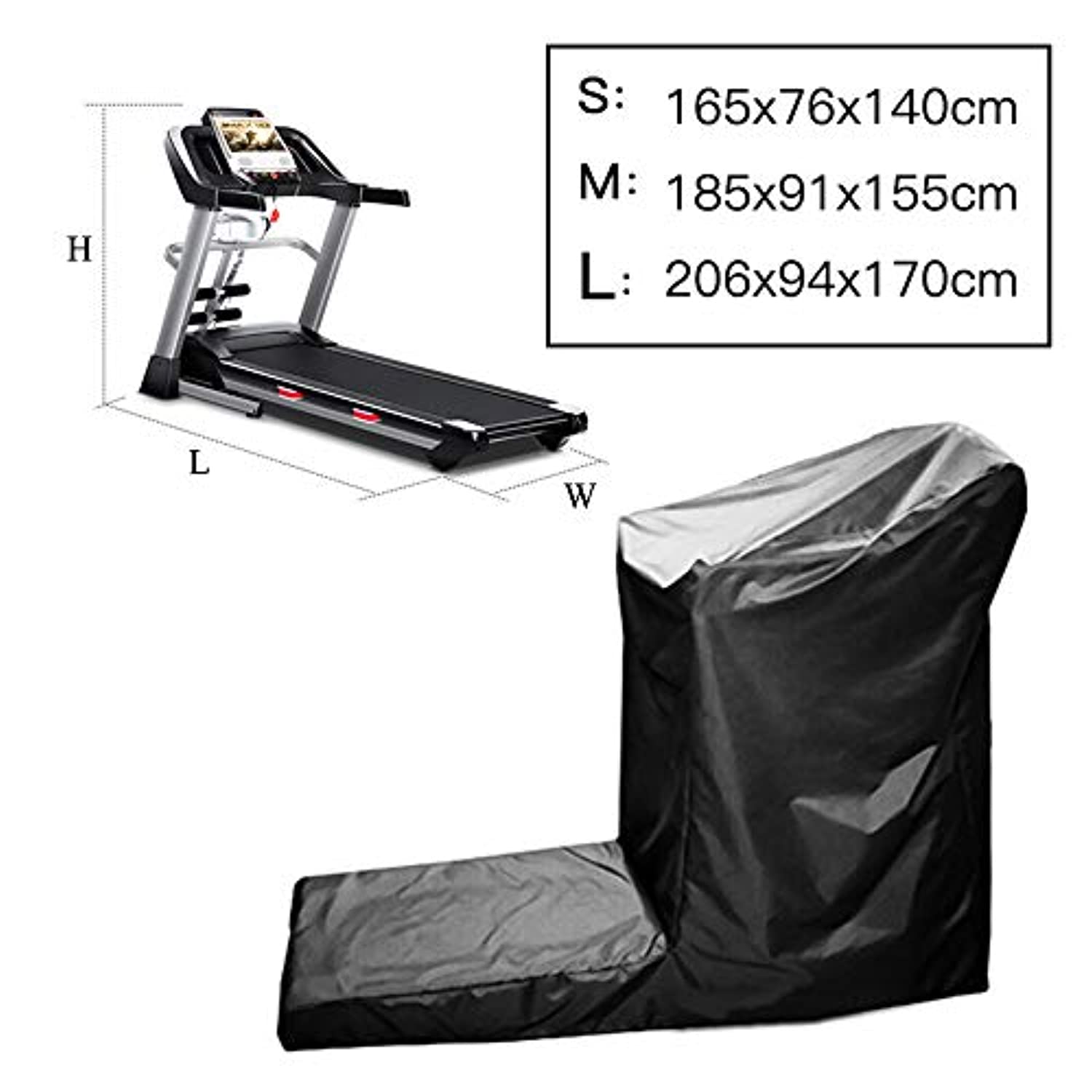 RIYIFER Treadmill Protective Cover, Non-Folding Treadmill Cover Dustproof Waterproof Upgrade Heavy-Duty 210D Oxford Cloth for Indoor Or Outdoor Use,Black,165x76x140cm